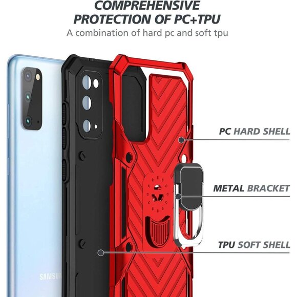 case for Samsung Galaxy S20 red Military Grade durable shockproof Ring stand - Picture 4 of 7